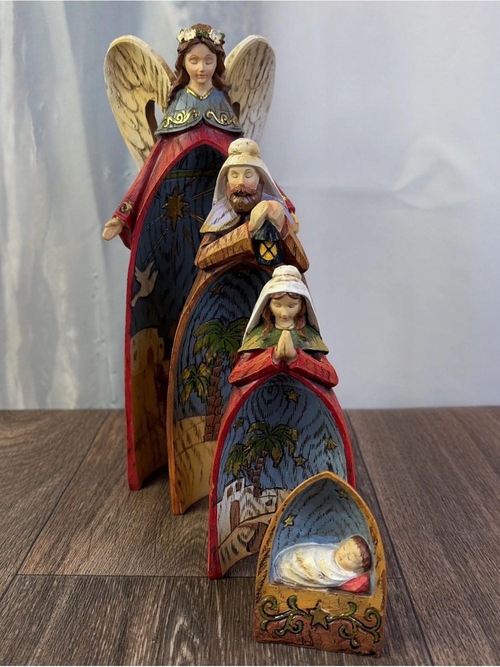 Roman Inc Nesting Holy Family Nativity Scene Resin 4 Piece Christmas Set 9.5"